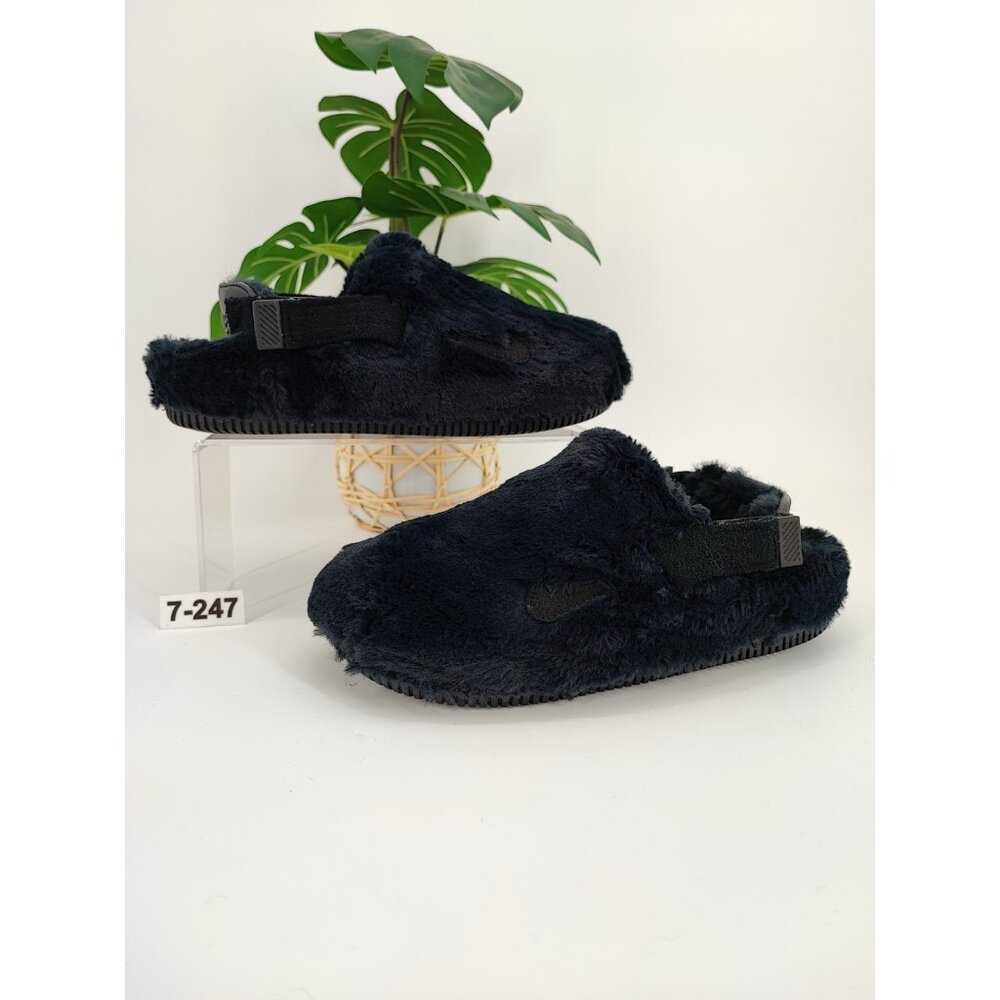 Nike Women's Calm Mule SE Black Faux Fur Clogs Size 7